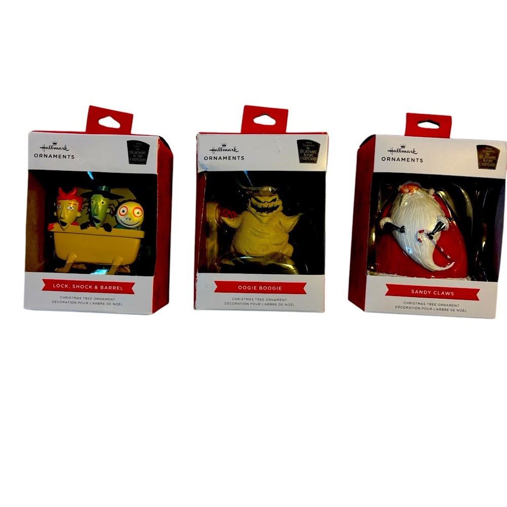 Hallmark Disney Nightmare Before Christmas Ornamentments Odie Boogiee Lock Shock